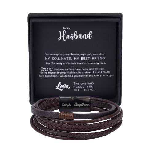 cuir PU bracelet, avec Acier inoxydable 304, multicouche & normes différentes pour le choix & pour homme, plus de couleurs à choisir, Vendu par PC