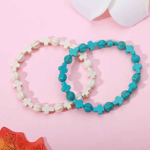 turquoise synthétique bracelet, croix, fait à la main, Style bohème & unisexe, plus de couleurs à choisir, Vendu par PC