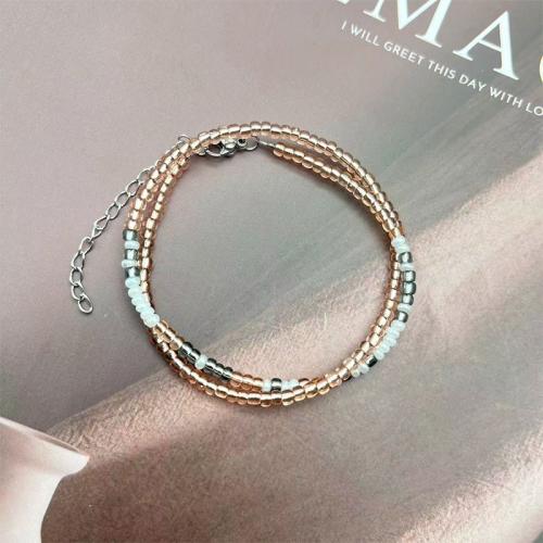 Seedbead bracelet, avec Acier inoxydable 304, fait à la main, Double couche & unisexe, Longueur Environ 13 pouce, Vendu par PC