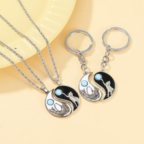 Zink Alloy Smycken Collier, plated, 2 stycken & Unisex & olika stilar för val & emalj & med strass, Säljs av Ställ