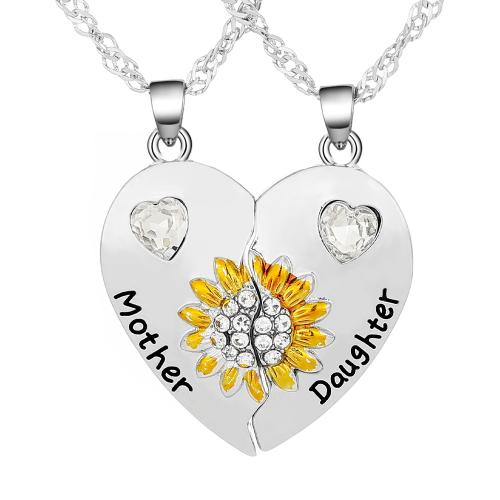 Zink Alloy Smycken Collier, plated, 2 stycken & för kvinna & emalj & med strass, Säljs av Ställ