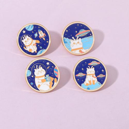 Zinc Alloy Brože, Zinek, Kolo, vypalovací lak, módní šperky & unisex & různé designy pro výběr, zlatý, Prodáno By PC