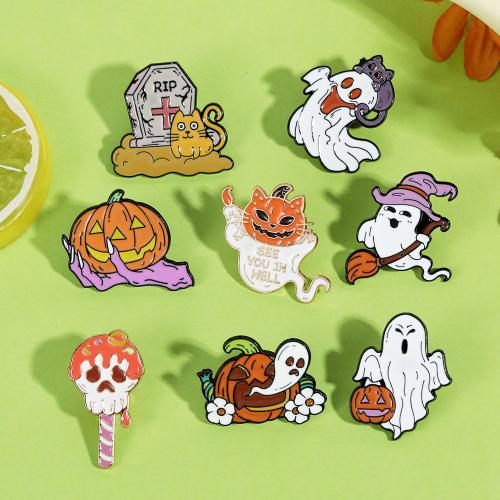 Stop cynku Broszka, Glazurowane, Halloween Design & dla obu płci & różne style do wyboru, sprzedane przez PC