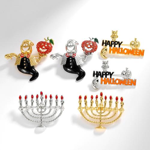 Stop cynku Spinka do kiltu, Powlekane, Halloween Design & dla obu płci & różne style do wyboru & emalia & z kamieniem, dostępnych więcej kolorów, sprzedane przez PC