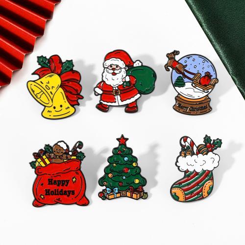 Weihnachten Broschen, Zinklegierung, Weihnachts-Design & unisex & verschiedene Stile für Wahl & Emaille, schwarz, verkauft von PC