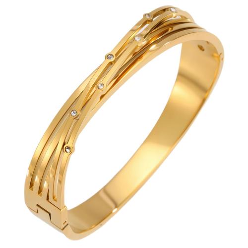 Acier inoxydable 304 bracelet ordinaire, Placage, trois couches & pour femme & avec strass, plus de couleurs à choisir, The inner ring diameter is 6cm., Vendu par PC