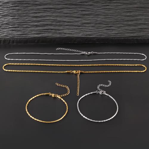 Komplety biżuteria ze stali nierdzewnej, Stal nierdzewna 304, biżuteria moda & dla obu płci & różne style do wyboru, dostępnych więcej kolorów, Bracelet :18-5cm; Necklace :45-5cm; Width :1.8mm, 5komputery/torba, sprzedane przez torba