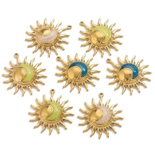 Stainless Steel Pendants 304 Stainless Steel Sun plated DIY & enamel Sold By PC