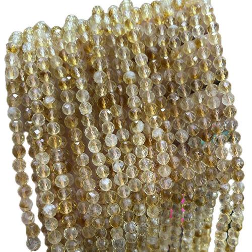 Přírodní citrín korálky, DIY, žlutý, 5mm, Prodáno za 38 cm Strand