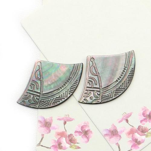 Ciondoli a conchiglia nera naturale, DIY, colori misti, 26x39mm, Venduto da PC