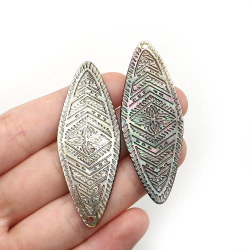 Ciondoli a conchiglia nera naturale, nero conchglia, Rhombus, DIY, colori misti, 20x54mm, Venduto da PC