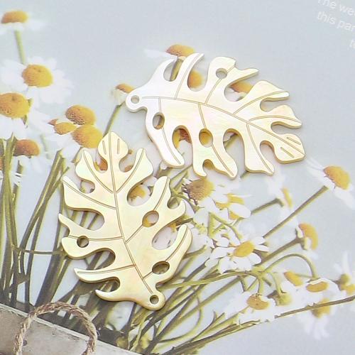 Naturliga gul Shell Halsband, Gulvingad, Leaf, DIY, gul, 29x34mm, Säljs av PC