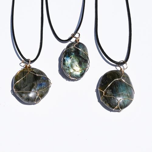 Gemstone Pendants Jewelry Labradorite gold color plated DIY Sold By PC