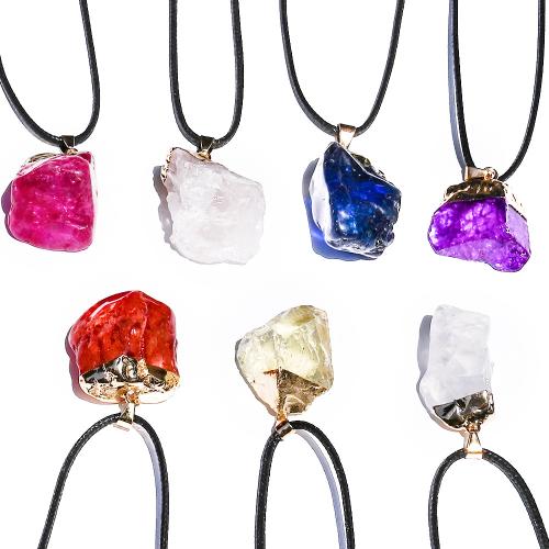 Gemstone Pendants Jewelry Natural Stone with Zinc Alloy gold color plated DIY Sold By PC