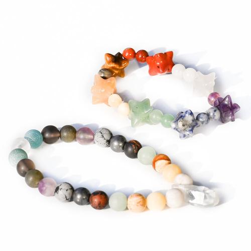 Bracelets de pierres précieuses, pierre gemme, avec Pierre naturelle, Placage de couleur d'or, bijoux de mode, plus de couleurs à choisir, 8-15mm, Vendu par PC