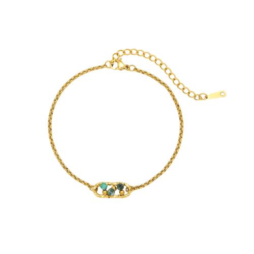 Bijoux bracelet en acier inoxydable, Acier inoxydable 304, avec Pierre naturelle, Plaqué or 18K, bijoux de mode & pour femme & creux, Vendu par PC