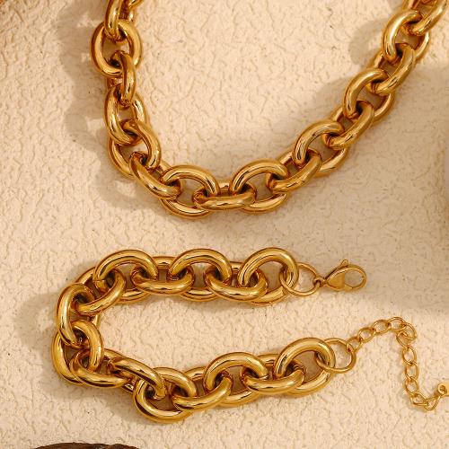 Stainless Steel smycken Ställer, 304 rostfritt stål, 18K guldpläterad, mode smycken & olika stilar för val & för kvinna, Säljs av PC