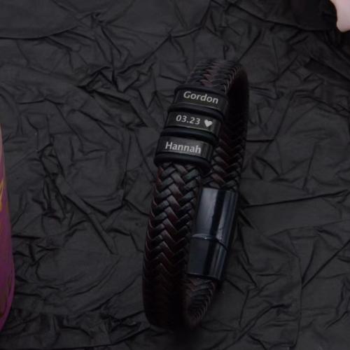 Acier inoxydable 304 bracelet, avec cuir PU, Placage, styles différents pour le choix & pour homme, Vendu par PC