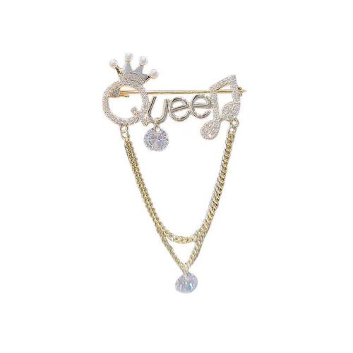 Zinek Brož, Abecední písmeno, á, pro ženy & s drahokamu, více barev na výběr, 67x34mm, Prodáno By PC