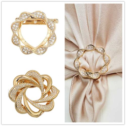 Zinek Spona na šátek, různé styly pro výběr & pro ženy & s drahokamu, 36mm, Prodáno By PC