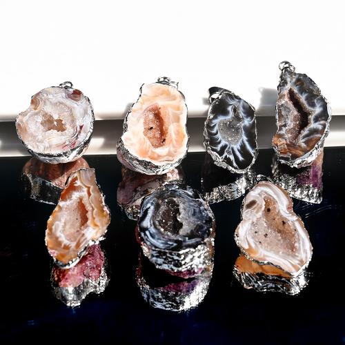 Gemstone Pendants Jewelry with Agate & Zinc Alloy gold color plated DIY Sold By PC