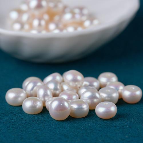 Hälften Borrade odlad sötvattenspärla pärlor, Freshwater Pearl, Flat Round, DIY & Halvborrade, vit, 5-6MM, 160PC/Bag, Säljs av Bag