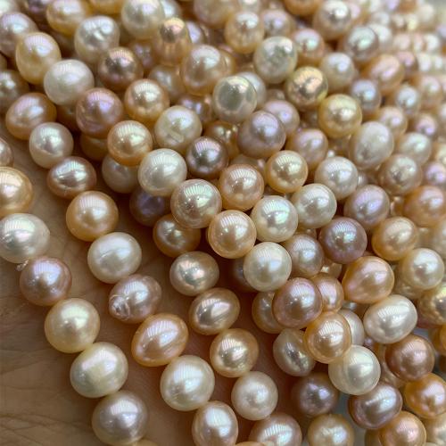 Potatis odlad sötvattenspärla pärlor, Freshwater Pearl, DIY, blandade färger, 7-8MM, Såld Per 37 cm Strand