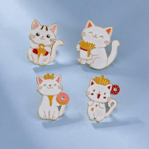 smalt Brož, Zinek, Kočka, unisex & různé styly pro výběr, zlatý, Prodáno By PC