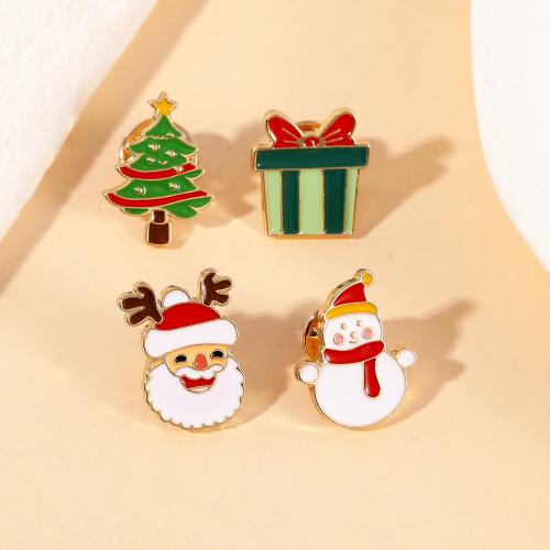 Broches de Noël, alliage de zinc, Conception de Noël & unisexe & styles différents pour le choix & émail, doré, Vendu par PC