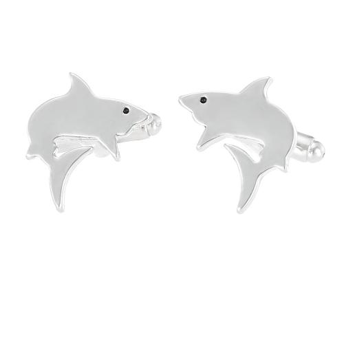 Boutons de manchette, alliage de zinc, dauphin, Placage, bijoux de mode & pour homme, argent, Vendu par paire