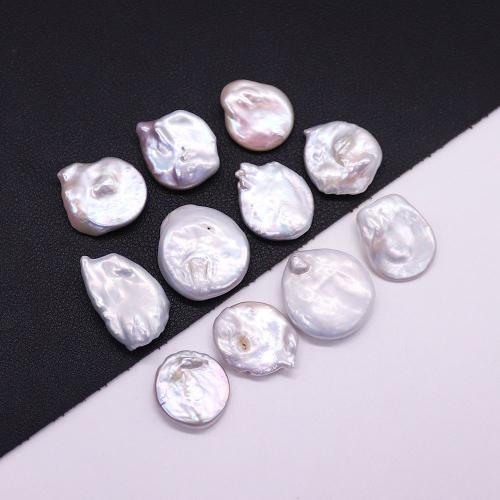 Tlačítko kultivované sladkovodní Pearl Beads, Baroko, DIY & bez otvoru, bílý, 20mm, Délka 38 cm, Prodáno By PC