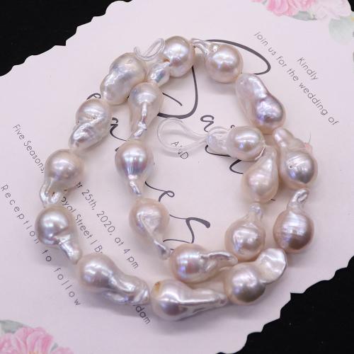 Barok Gekweekte Zoetwater Parel kralen, DIY, wit, 13x20mm-15x25mm, Per verkocht 38 cm Strand