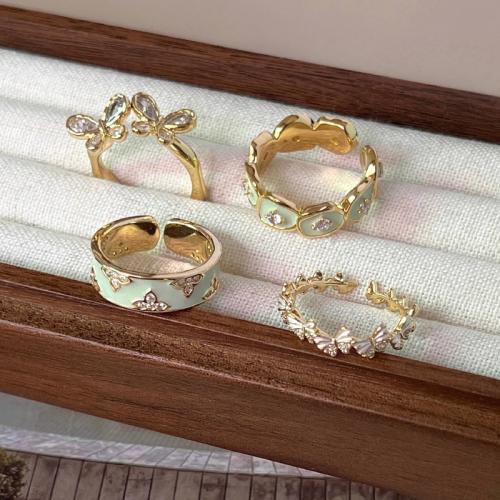 Brass prst prsten, Mosaz, á, módní šperky & smalt & s drahokamu, více barev na výběr, nikl, olovo a kadmium zdarma, 16x14x4mm, Prodáno By Pair