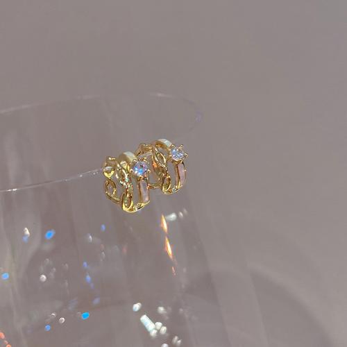 laiton manchette d'oreille, Placage, bijoux de mode & avec strass, doré, protéger l'environnement, sans nickel, plomb et cadmium, 16.30x16.10mm, Vendu par paire