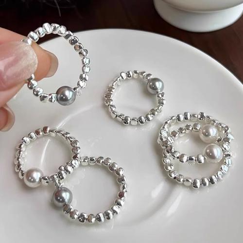 Brass prst prsten, Mosaz, s Plastové Pearl, á, módní šperky, více barev na výběr, nikl, olovo a kadmium zdarma, 14x14x5mm, Prodáno By PC