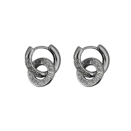 Boucles d'oreilles pendantes en laiton, Placage, bijoux de mode, argent, protéger l'environnement, sans nickel, plomb et cadmium, 14.10x12.70mm, Vendu par paire