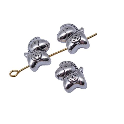 Zinc Alloy Spacer Beads Horse plated DIY antique silver color Sold By Bag