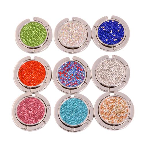 Colgador de Bolso, aleación de zinc, Esférico, chapado, Plegable & diferentes estilos para la opción & con diamantes de imitación, más colores para la opción, 34mm, Vendido por UD