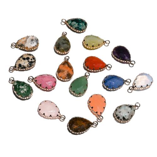 Gemstone Pendants Jewelry with Natural Stone & Zinc Alloy gold color plated DIY & 1/1 loop Sold By PC