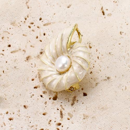 Freshwater Pearl Brooch Zinc Alloy with Freshwater Pearl gold color plated fashion jewelry & enamel Sold By PC