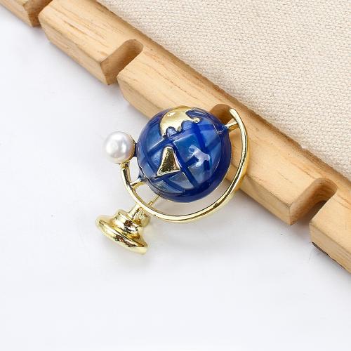 Broche perle d'eau douce, alliage de zinc, avec perle d'eau douce cultivée, Placage de couleur d'or, bijoux de mode & émail, plus de couleurs à choisir, 30.09x15.97x37.10mm, Vendu par PC