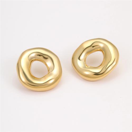 Boucle d'oreille de gaujon en acier inoxydable, Acier inoxydable 304, Rond, Placage, bijoux de mode & pour femme & creux, plus de couleurs à choisir, Vendu par paire