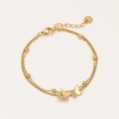 Bijoux bracelet en acier inoxydable, Acier inoxydable 304, Placage, Double couche & pavé de micro zircon & pour femme, plus de couleurs à choisir, Vendu par PC