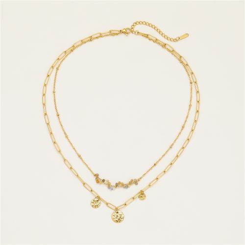 Stainless Steel smycken Ställer, 304 rostfritt stål, med Natursten, 18K guldpläterad, mode smycken & olika stilar för val & för kvinna, Säljs av PC