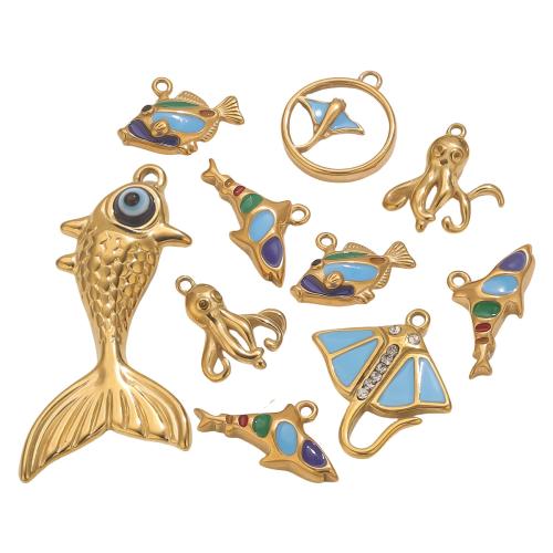 Stainless Steel Animal Pendants 304 Stainless Steel plated DIY & enamel Sold By Bag