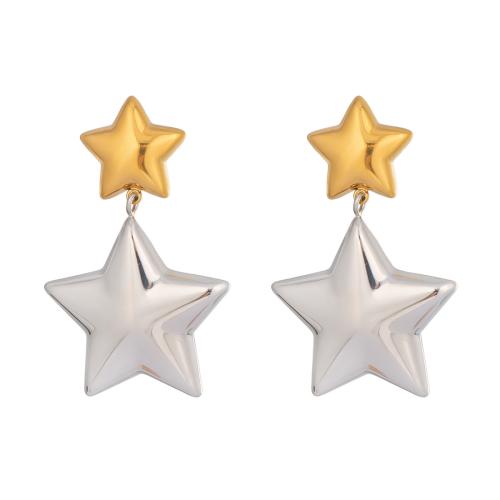 Kolczyk Drop ze stali nierdzewnej, Stal nierdzewna 304, Gwiazdka, Powlekane, biżuteria moda & dla kobiety & Dwukolorowe, sprzedane przez para