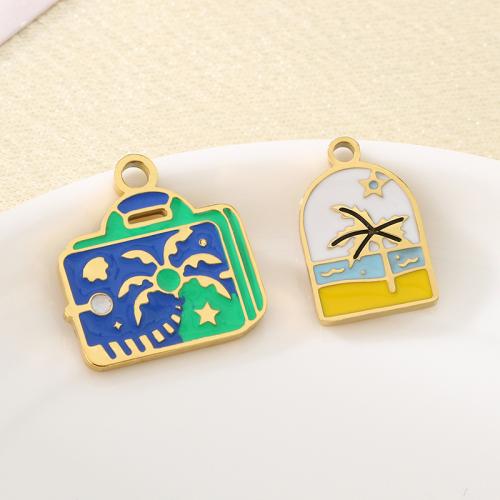 Colgantes de Acero Inoxidable, acero inoxidable 304, chapado en color dorado, Bricolaje & esmalte, dorado, 10PCs/Bolsa, Vendido por Bolsa