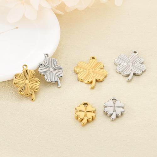 Stainless Steel Pendants 304 Stainless Steel Four Leaf Clover plated DIY & enamel Sold By Bag