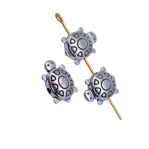 Zinc Alloy Spacer Beads Turtle plated DIY antique silver color Sold By Bag