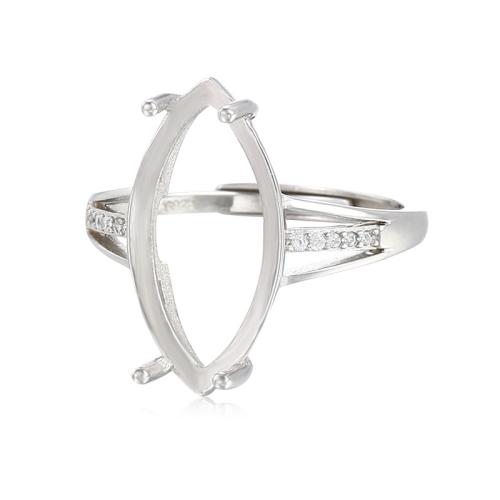 925 Sterling Silver finger ring Inställning, Häst öga, DIY & olika storlek för val, Storlek:6-8, Säljs av PC